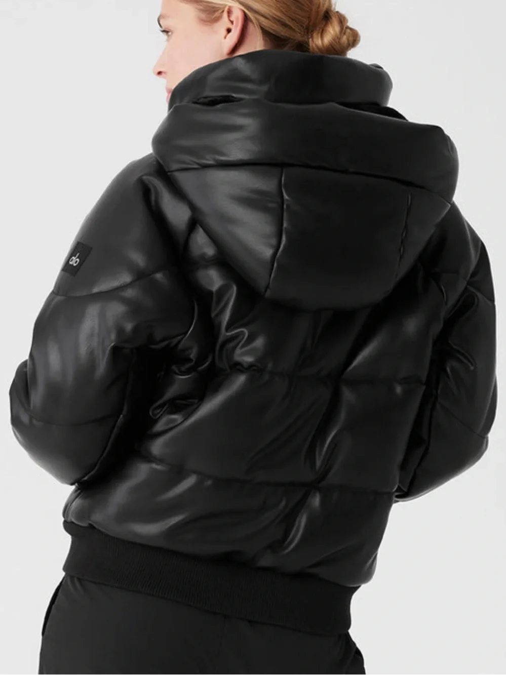 ALO Yoga Faux Leather Boss Puffer Jacket Black Size M
